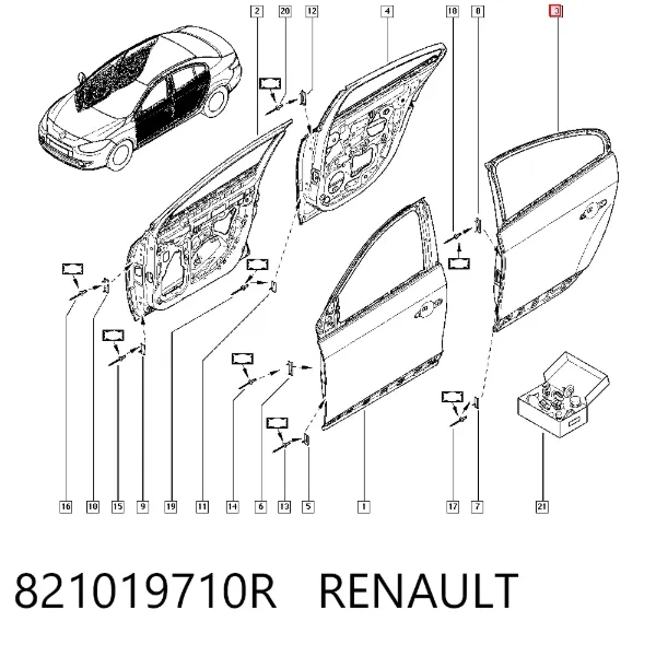 Drzwi tylne lewe 821019710R Renault (RVI)