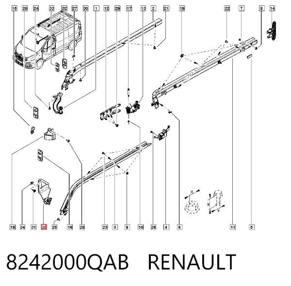 Rolka drzwi bocznych (przesuwnych) prawa dolna 8242000QAB Renault (RVI)