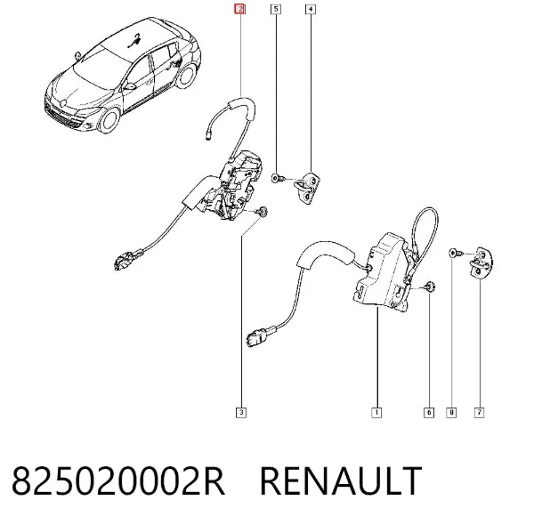 Zamek drzwi tylnych prawych 825020002R Renault (RVI)