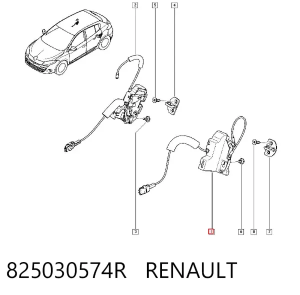 Zamek drzwi tylnych lewych 825030574R Renault (RVI)