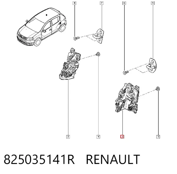 Zamek drzwi tylnych lewych 825035141R Renault (RVI)