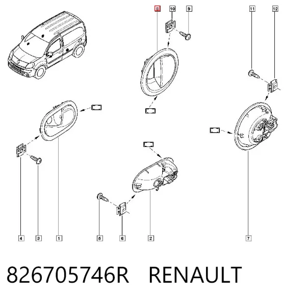 Klamka drzwi bocznych (przesuwnych) wewnętrzna 826705746R Renault (RVI)
