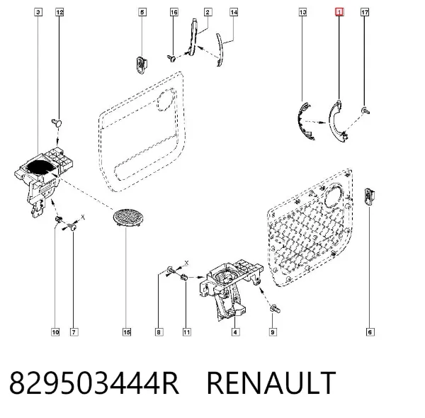 Klamka drzwi tylnych wewnętrzna prawa 829503444R Renault (RVI)