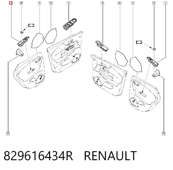 Panel (nakładka) modułu sterowania podnośnikiem szyby tylny prawy 829616434R Renault (RVI)