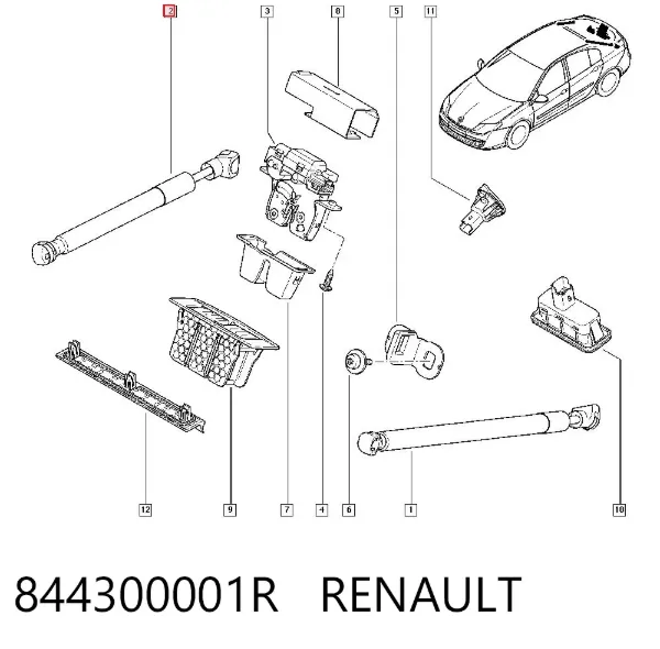 Amortyzator klapy bagażnika (3/5 drzwi-tylnych) 844300001R Renault (RVI)