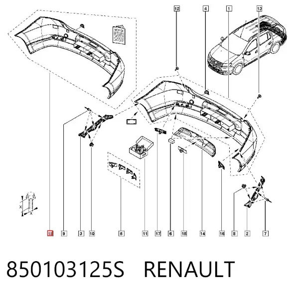 Zderzak tylny 850103125S Renault (RVI)