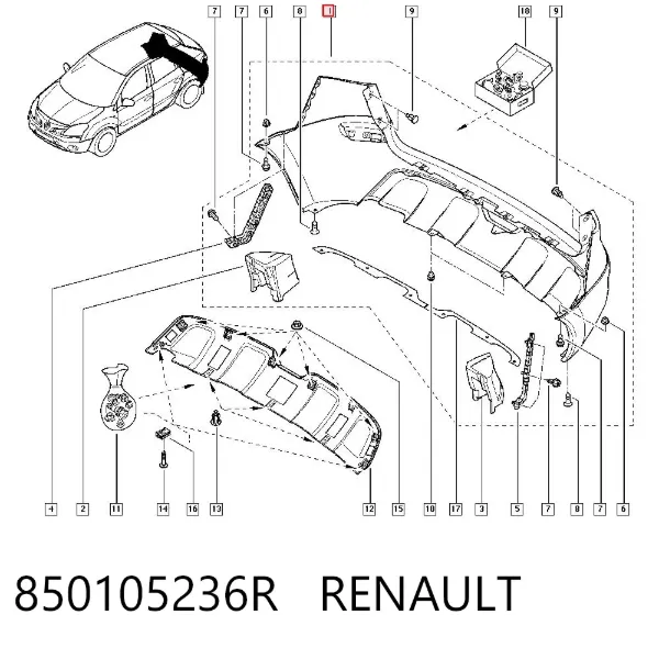 Zderzak tylny Renault Koleos HY0