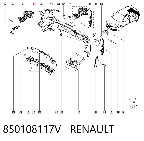 Zderzak tylny 850108117V Renault (RVI)