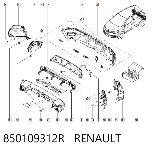 Zderzak tylny 850109312R Renault (RVI)