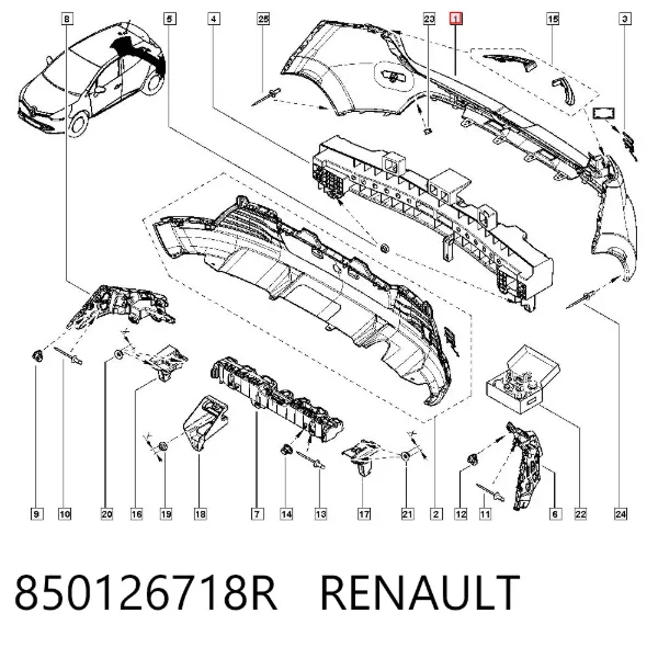 Zderzak tylny 850126718R Renault (RVI)