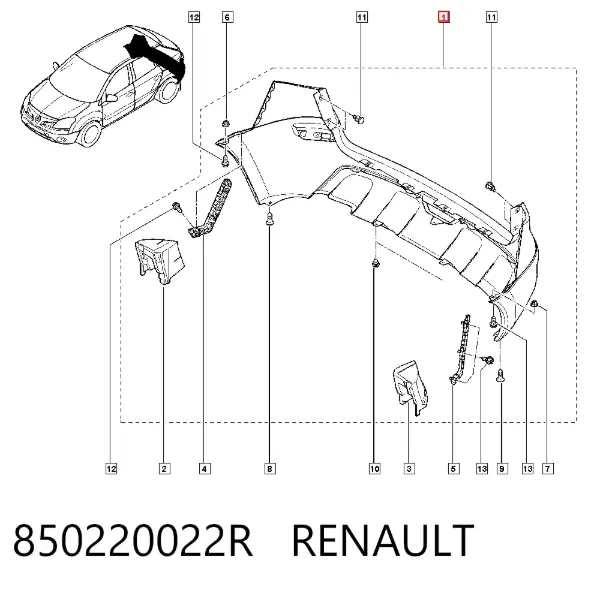 Zderzak tylny 850220022R Renault (RVI)