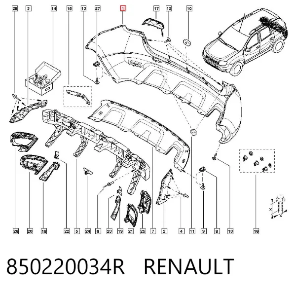 Zderzak tylny 850220034R Renault (RVI)