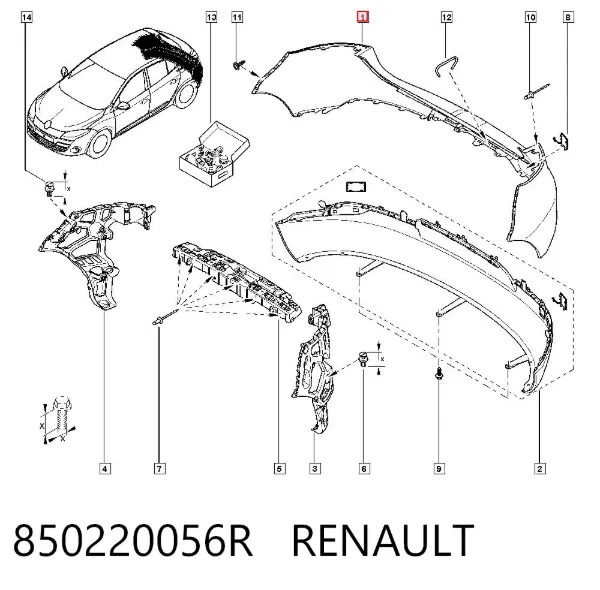 Zderzak tylny, góna część 850220056R Renault (RVI)