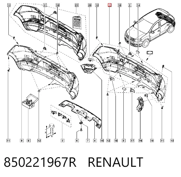 Zderzak tylny 850221967R Renault (RVI)
