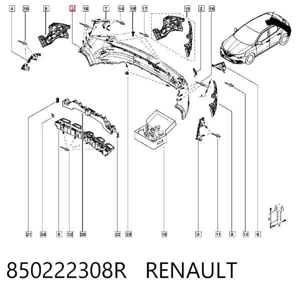 Zderzak tylny 850222308R Renault (RVI)