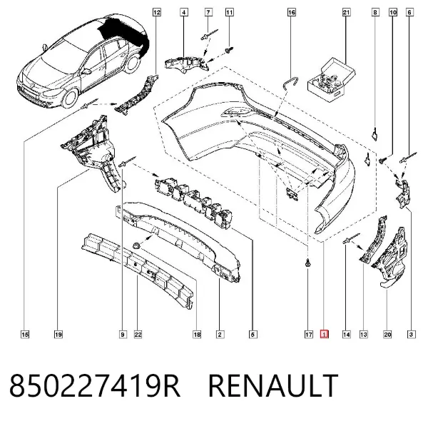 Zderzak tylny 850227419R Renault (RVI)