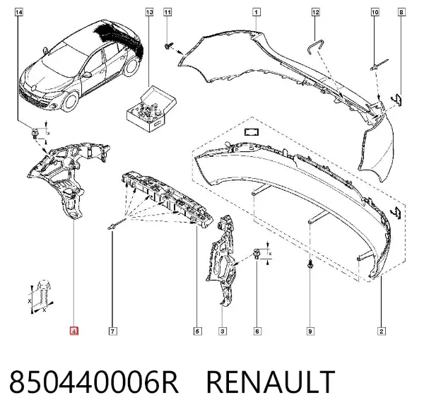 Wspornik zderzaka tylnego prawy 850440006R Renault (RVI)
