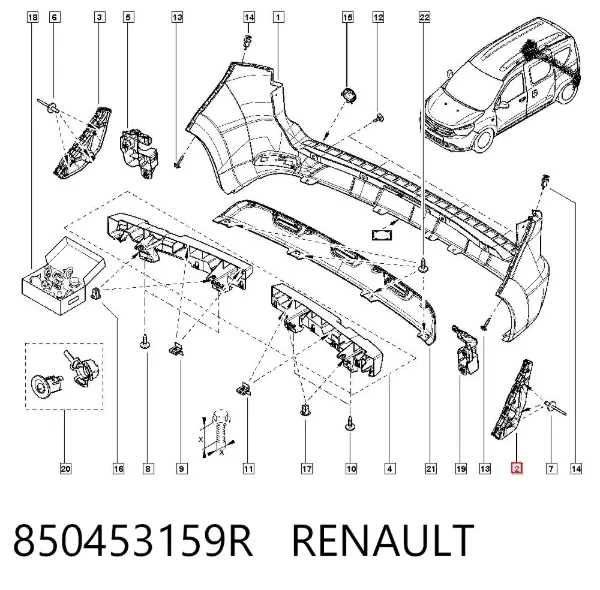 Wspornik zderzaka tylnego lewy 850453159R Renault (RVI)
