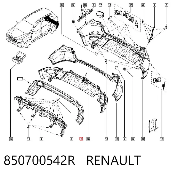 Nakładka na zderzak tylny 850700542R Renault (RVI)