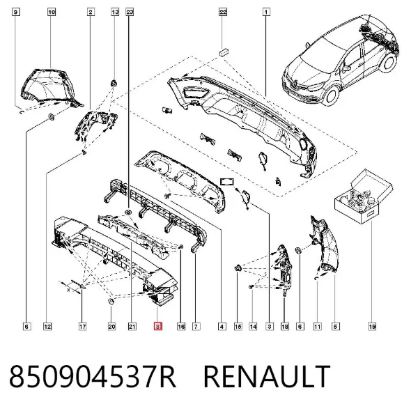 Wzmocnienie zderzaka tylnego 850904537R Renault (RVI)