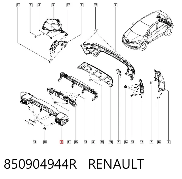 Wzmocnienie zderzaka tylnego 850904944R Renault (RVI)
