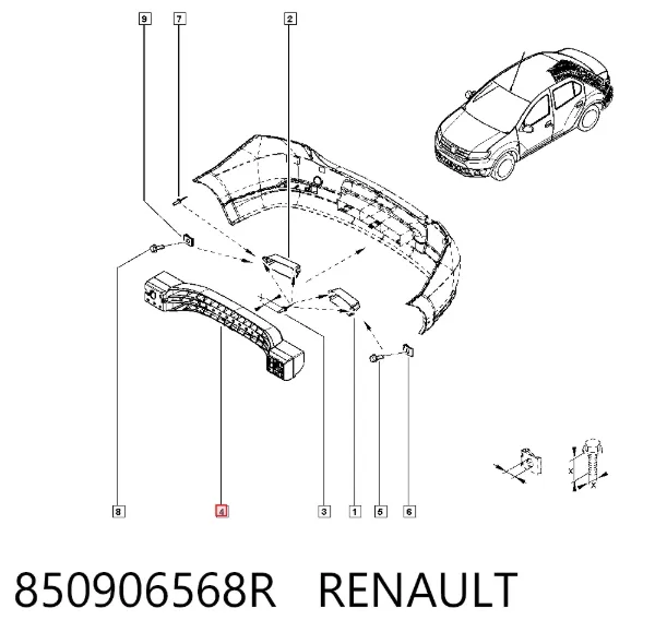 Wzmocnienie zderzaka tylnego 850906568R Renault (RVI)