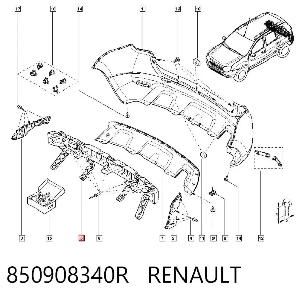 Wzmocnienie zderzaka tylnego 850908340R Renault (RVI)