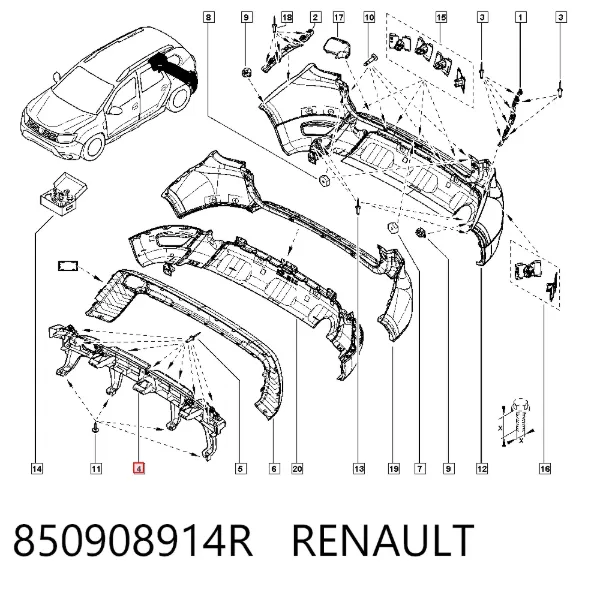 Absorber (wypełniacz) zderzaka tylnego 850908914R Renault (RVI)