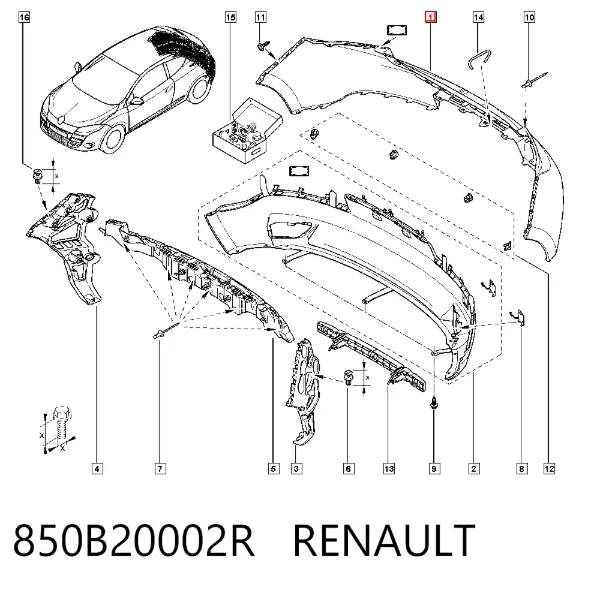 Zderzak tylny 850B20002R Renault (RVI)