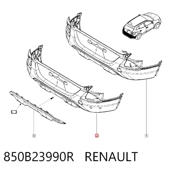Zderzak tylny 850B23990R Renault (RVI)