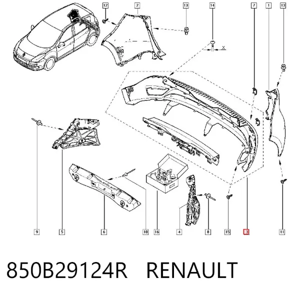 Zderzak tylny 850B29124R Renault (RVI)