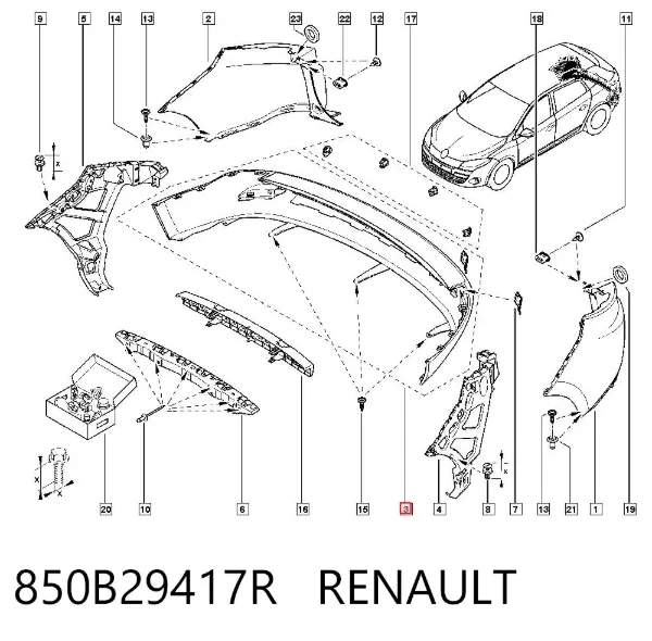 Zderzak tylny, dolna część 850B29417R Renault (RVI)