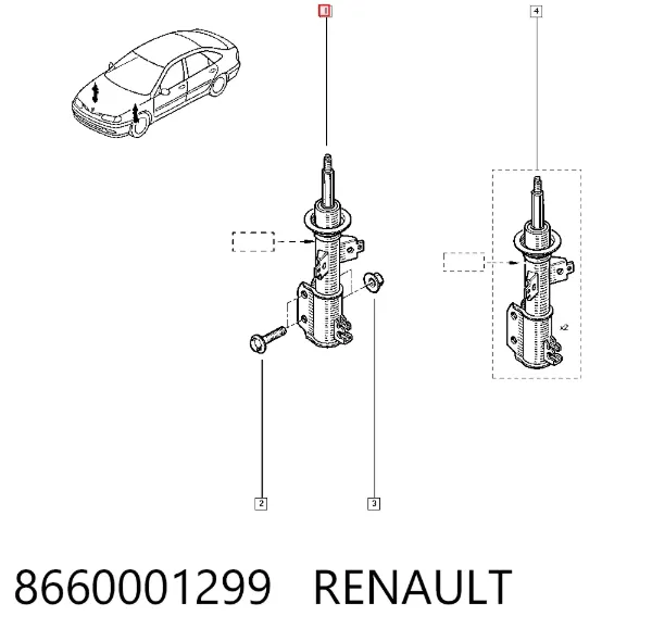 Amortyzator przedni 8660001299 Renault (RVI)