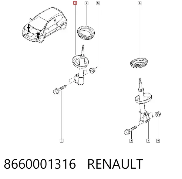 Amortyzator przedni 8660001316 Renault (RVI)