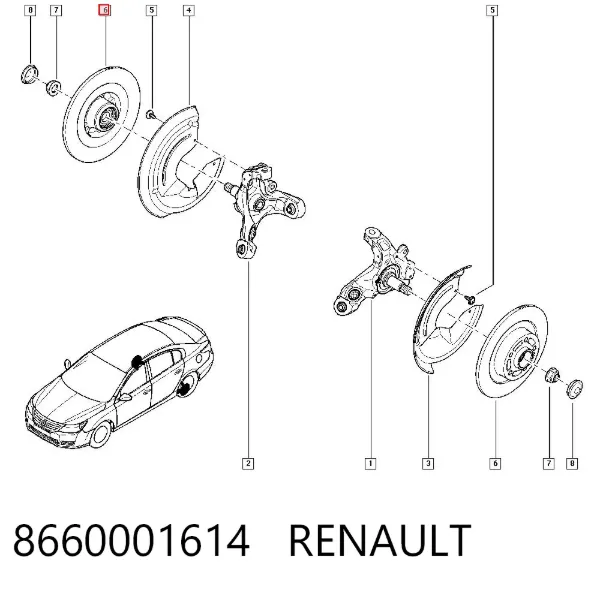 Tarcza hamulcowa tylna 8660001614 Renault (RVI)