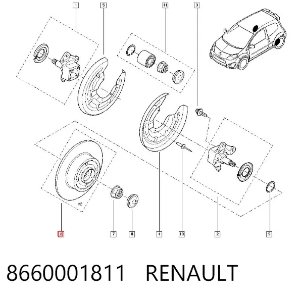 Tarcza hamulcowa tylna 8660001811 Renault (RVI)