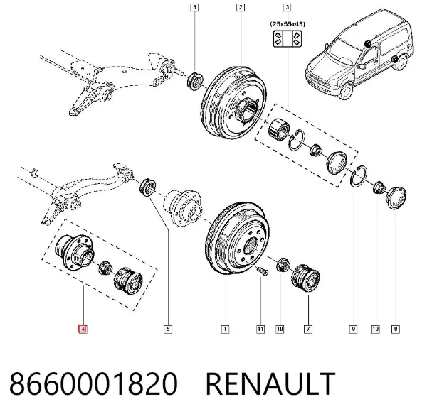 Piasta tylna 8660001820 Renault (RVI)