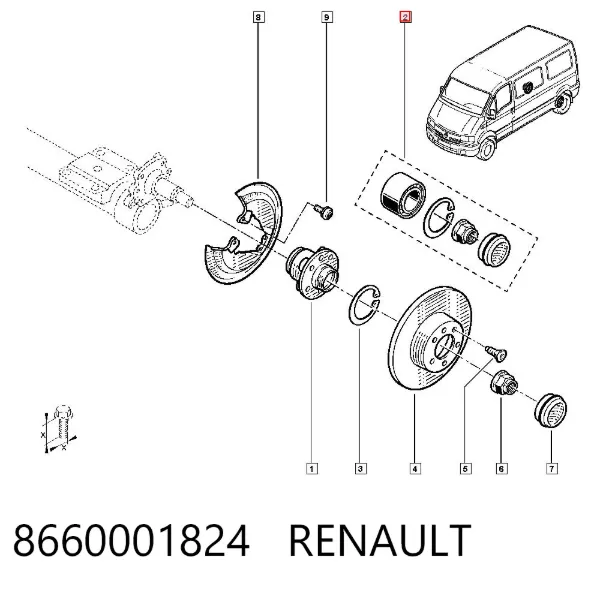Lożysko piasty tylnej 8660001824 Renault (RVI)
