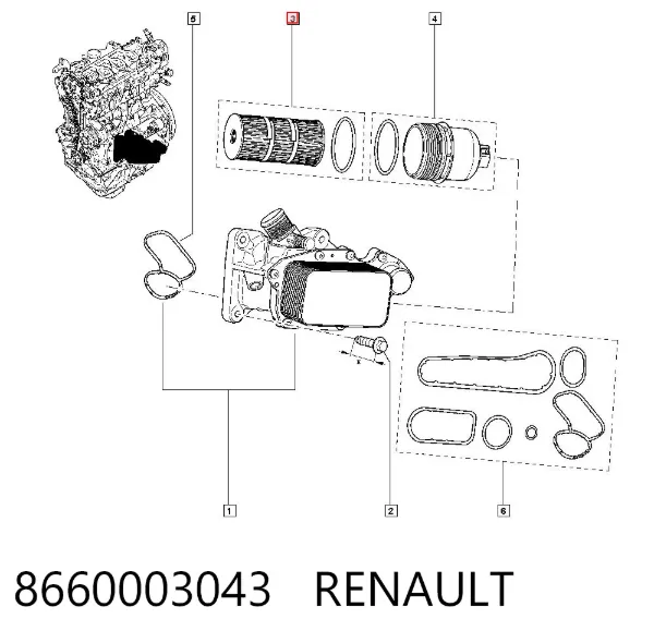 Filtr oleju 8660003043 Renault (RVI)