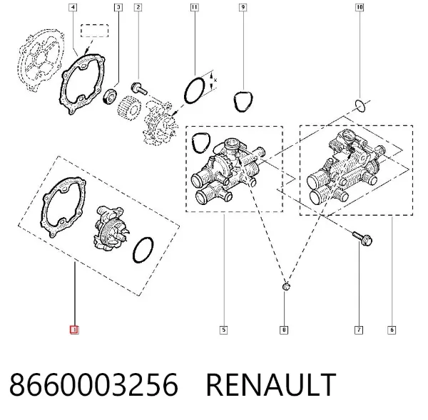 Pompa chłodząca wodna 8660003256 Renault (RVI)