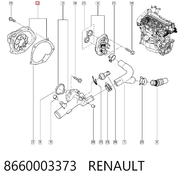 Pompa chłodząca wodna 8660003373 Renault (RVI)