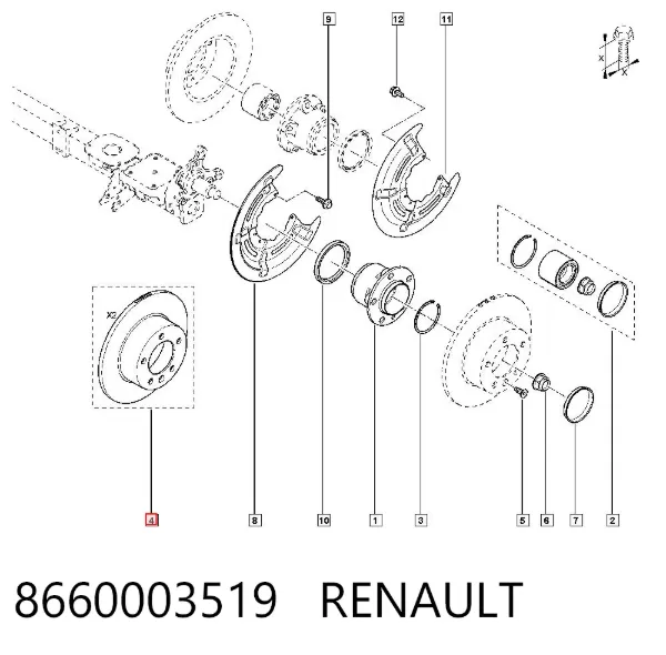 Tarcza hamulcowa tylna 8660003519 Renault (RVI)