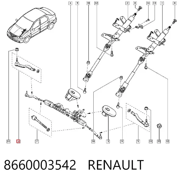 Końcówka drążka kierowniczego zewnętrzna 8660003542 Renault (RVI)