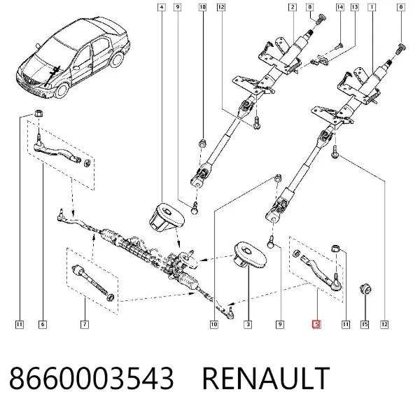 Końcówka drążka kierowniczego zewnętrzna 8660003543 Renault (RVI)