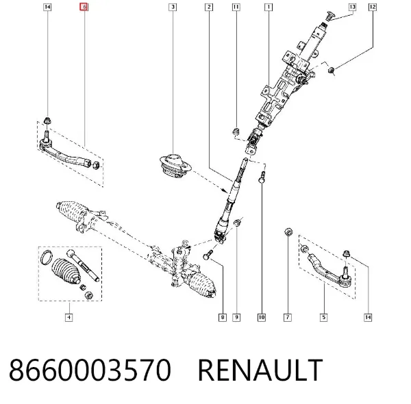 Końcówka drążka kierowniczego zewnętrzna 8660003570 Renault (RVI)