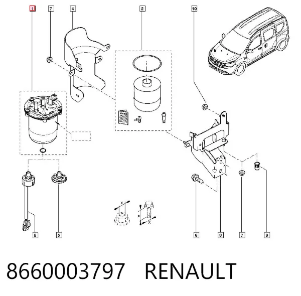 Filtr paliwa 8660003797 Renault (RVI)