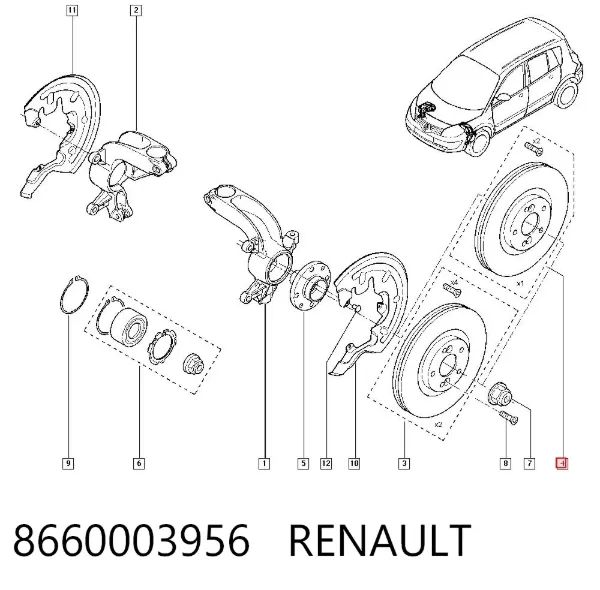 Tarcza hamulcowa przednia 8660003956 Renault (RVI)