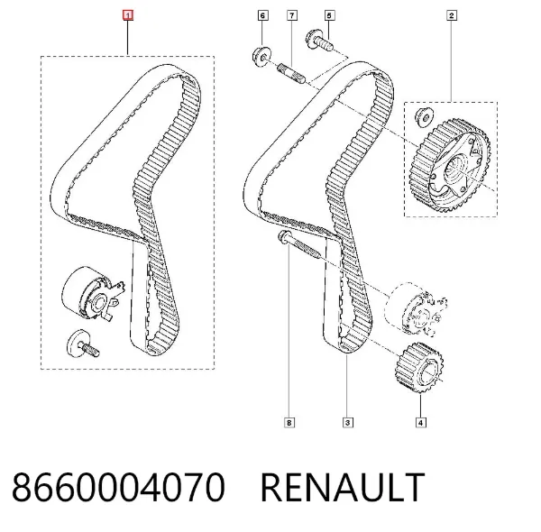 Pasek rozrządu, zestaw 8660004070 Renault (RVI)