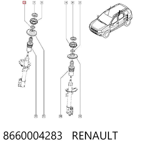 Łożysko podporowe amortyzatora przedniego 8660004283 Renault (RVI)