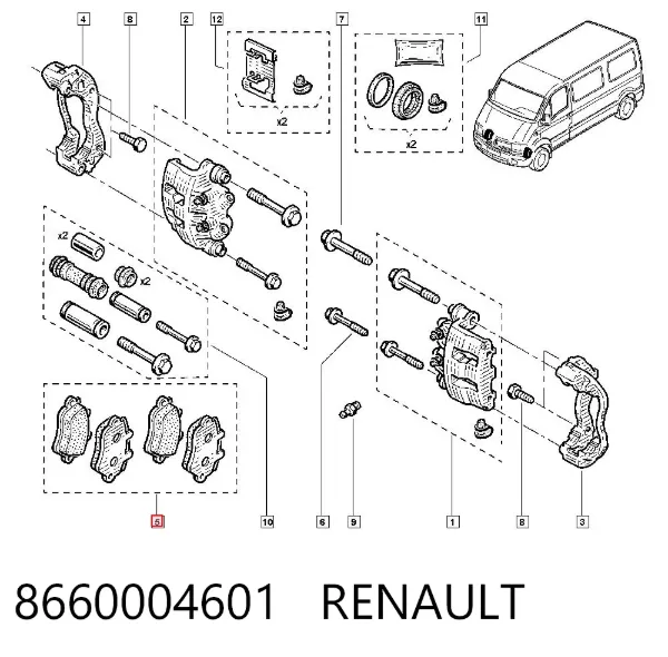 Klocki hamulcowe przednie tarczowe 8660004601 Renault (RVI)